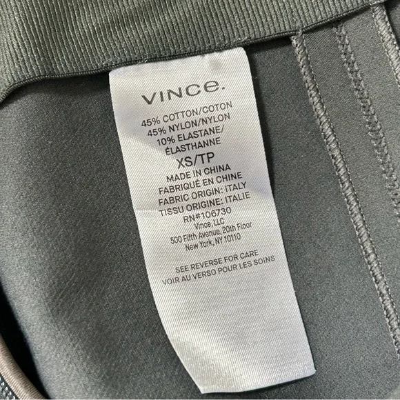 NWOT Vince Bobbi High-Rise Stitch-Seam Ponte Dark Grey Legging Pants, Size XS